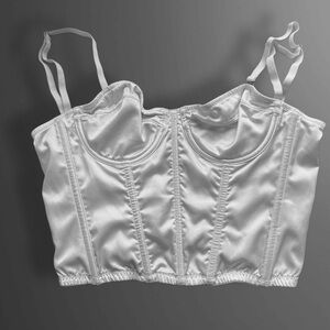 Urban Outfitters White Satin Corset Top | Bustier Zip Back
